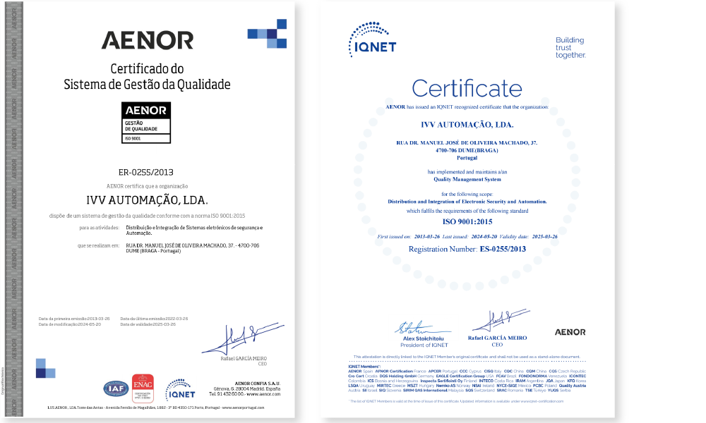 certificado de qualidade